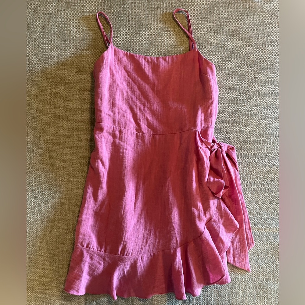 American Threads Pink Wrap Mini Dress